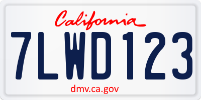 CA license plate 7LWD123