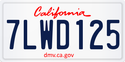 CA license plate 7LWD125