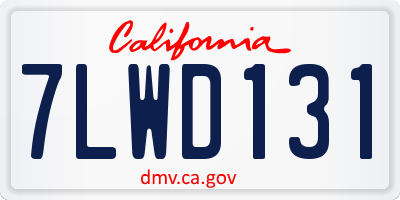 CA license plate 7LWD131