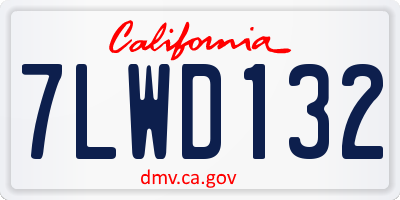 CA license plate 7LWD132