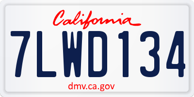 CA license plate 7LWD134