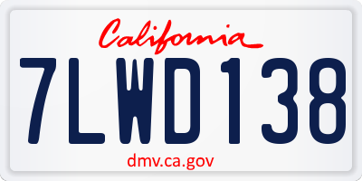 CA license plate 7LWD138