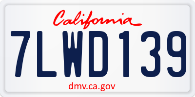 CA license plate 7LWD139