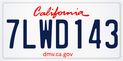 CA license plate 7LWD143