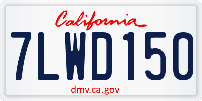 CA license plate 7LWD150