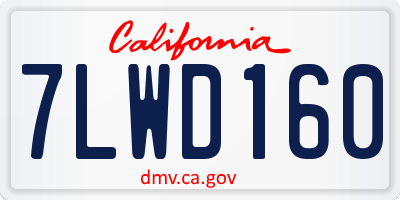 CA license plate 7LWD160