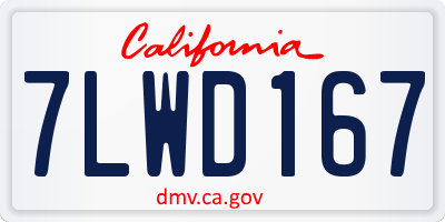 CA license plate 7LWD167