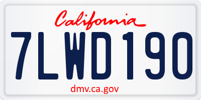 CA license plate 7LWD190