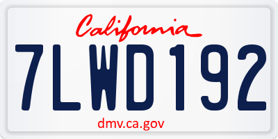 CA license plate 7LWD192