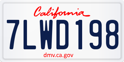 CA license plate 7LWD198