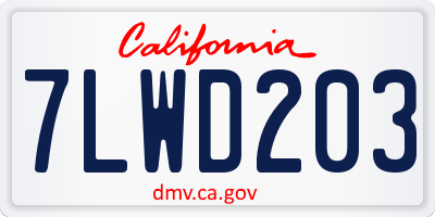 CA license plate 7LWD203