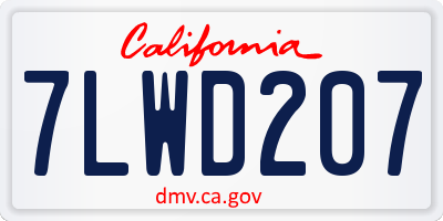 CA license plate 7LWD207