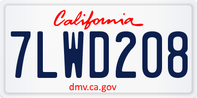 CA license plate 7LWD208