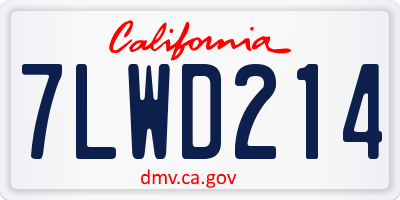 CA license plate 7LWD214