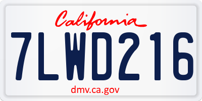 CA license plate 7LWD216