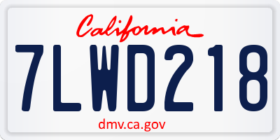 CA license plate 7LWD218