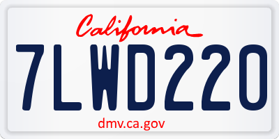 CA license plate 7LWD220