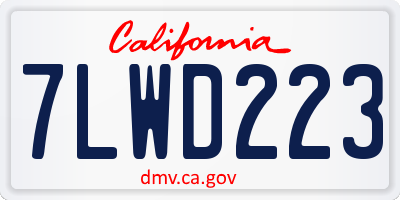 CA license plate 7LWD223