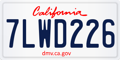 CA license plate 7LWD226