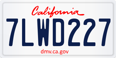 CA license plate 7LWD227
