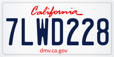 CA license plate 7LWD228