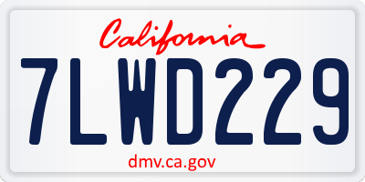 CA license plate 7LWD229