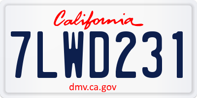 CA license plate 7LWD231