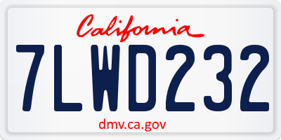 CA license plate 7LWD232