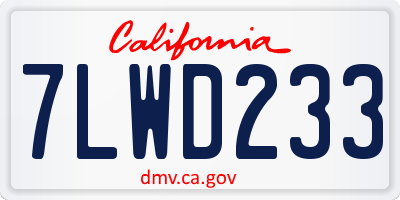 CA license plate 7LWD233