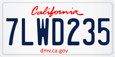 CA license plate 7LWD235