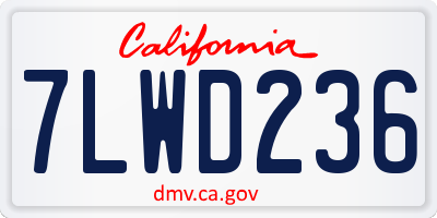 CA license plate 7LWD236