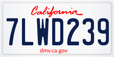 CA license plate 7LWD239