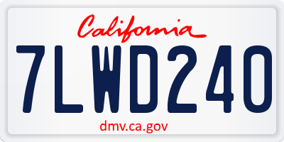 CA license plate 7LWD240