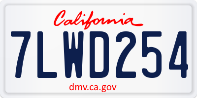 CA license plate 7LWD254