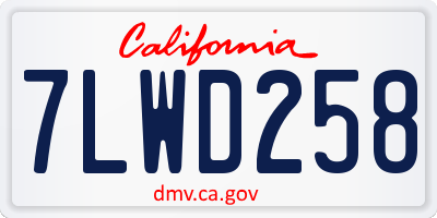 CA license plate 7LWD258