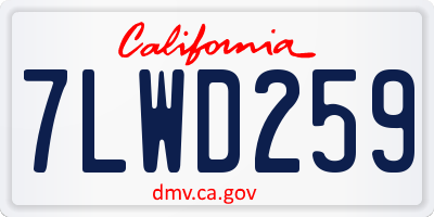 CA license plate 7LWD259