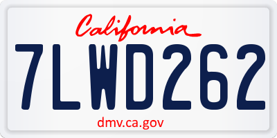 CA license plate 7LWD262