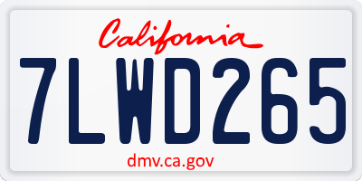 CA license plate 7LWD265