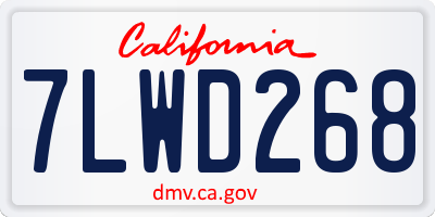 CA license plate 7LWD268
