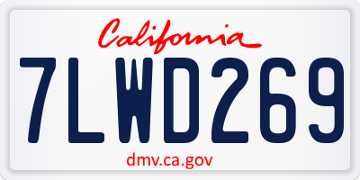 CA license plate 7LWD269