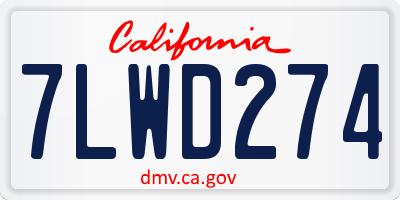 CA license plate 7LWD274