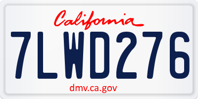 CA license plate 7LWD276