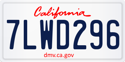 CA license plate 7LWD296