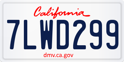 CA license plate 7LWD299