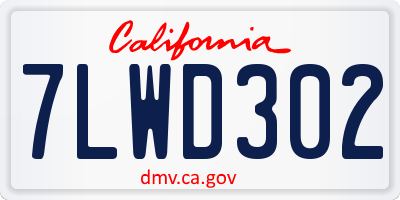CA license plate 7LWD302