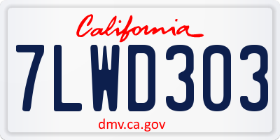 CA license plate 7LWD303
