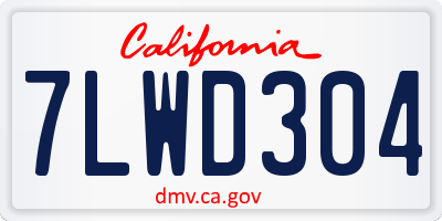 CA license plate 7LWD304