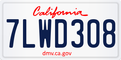 CA license plate 7LWD308