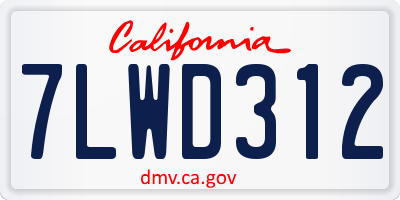 CA license plate 7LWD312