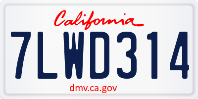 CA license plate 7LWD314